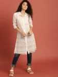 Women White & Mustard Yellow Hand Block Print Legacy Straight Sustainable Kurta: Get up to 73% off